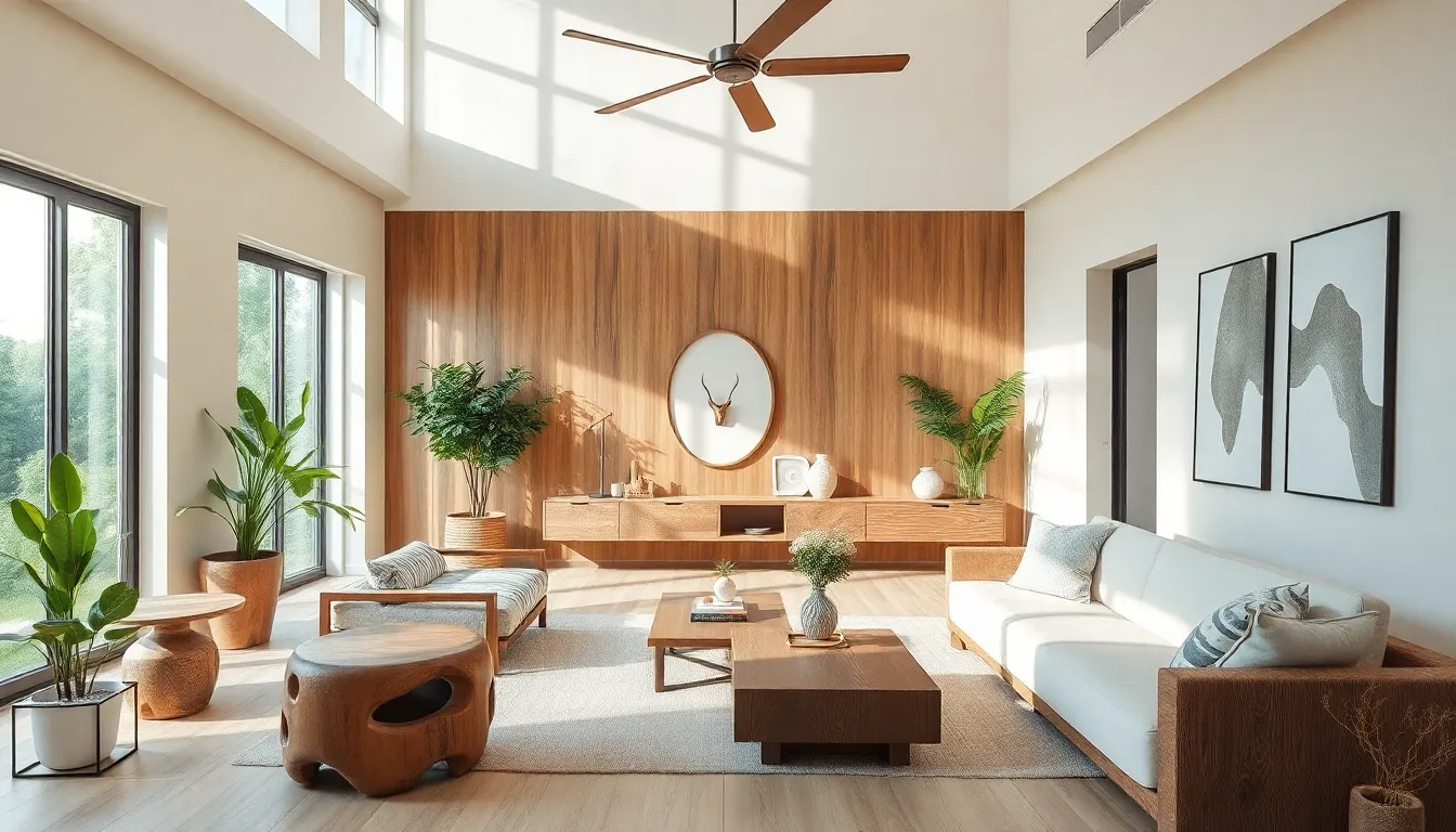 modern interior design showcasing eco-friendly materials and sustainability.